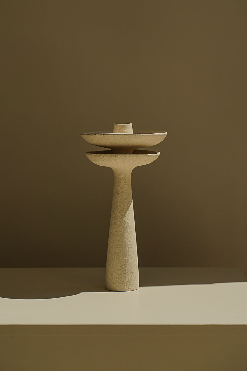 White earth candle holder