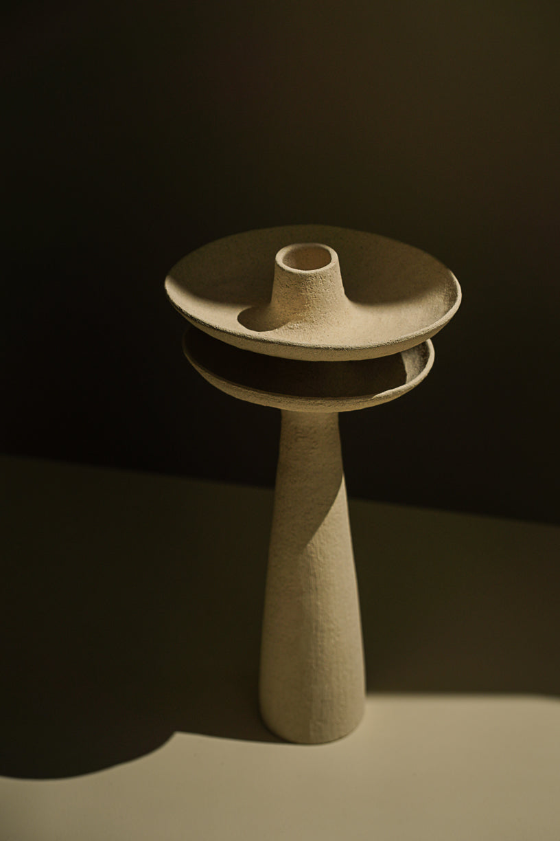 White earth candle holder