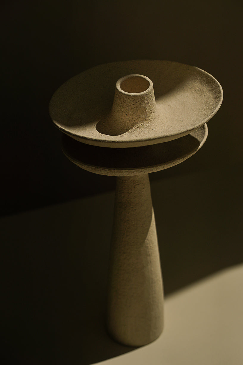 White earth candle holder
