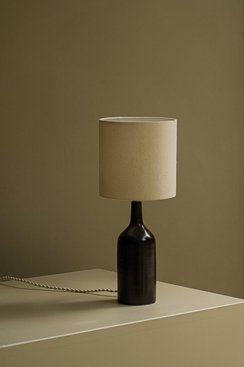 Small brown lamp with ecru lampshade