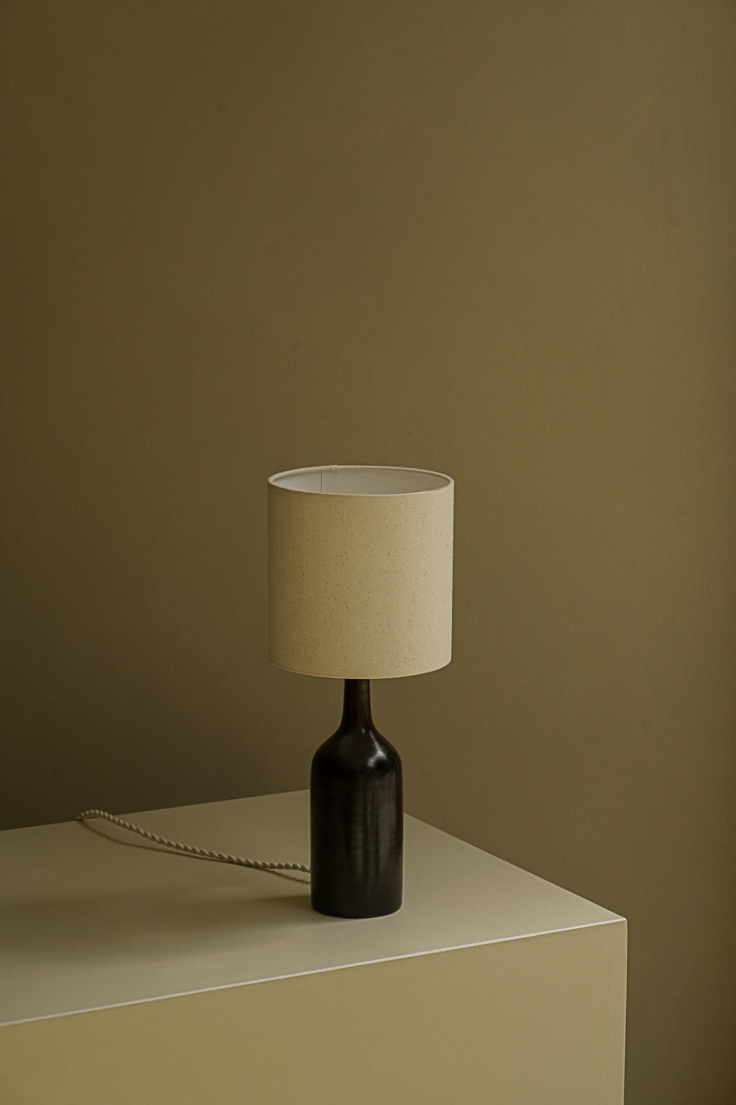 Small brown lamp with ecru lampshade
