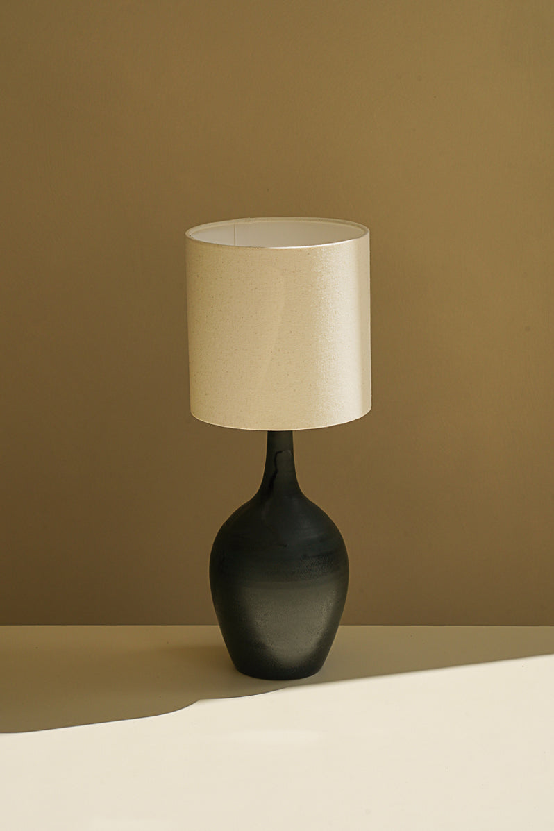 Small black lamp with ecru lampshade
