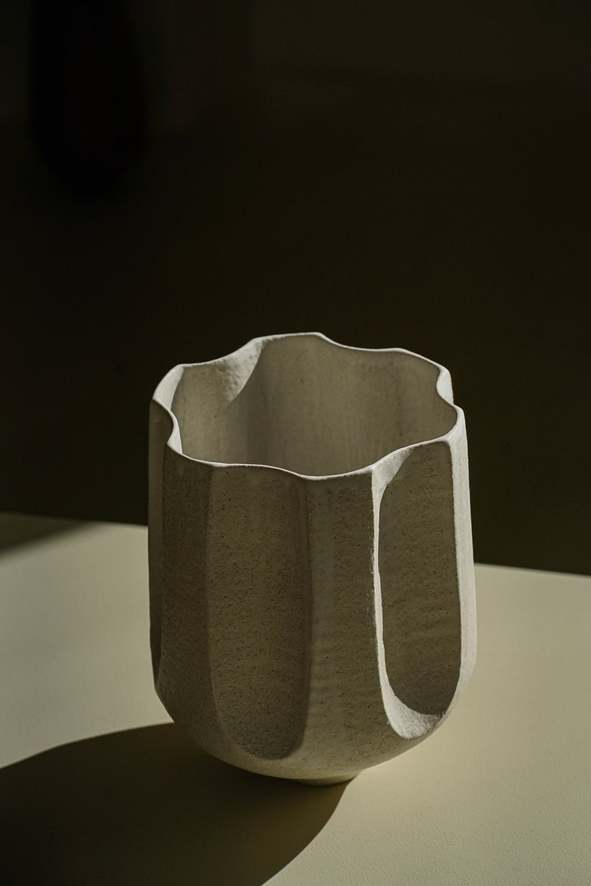 Multifaceted Satin Enamel Vase
